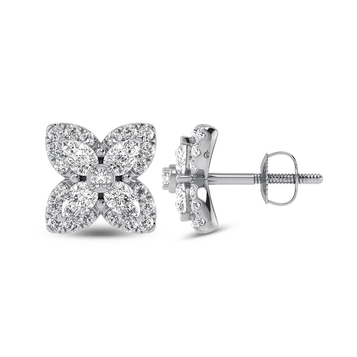 14K White Gold Diamond 1 1/6 Ct.Tw.  Fashion Earrings