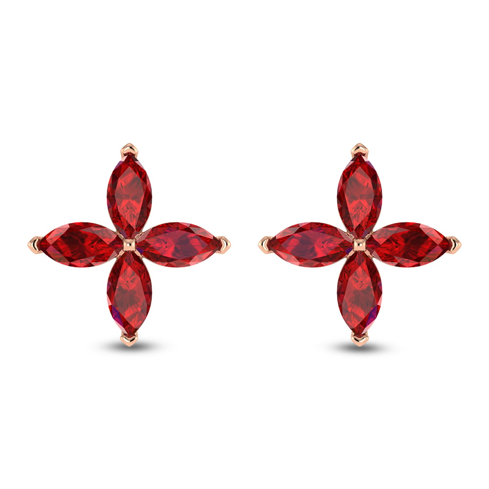 14K Rose Gold Diamond 1 3/8 Ct.Tw. & Ruby Fashion Earrings