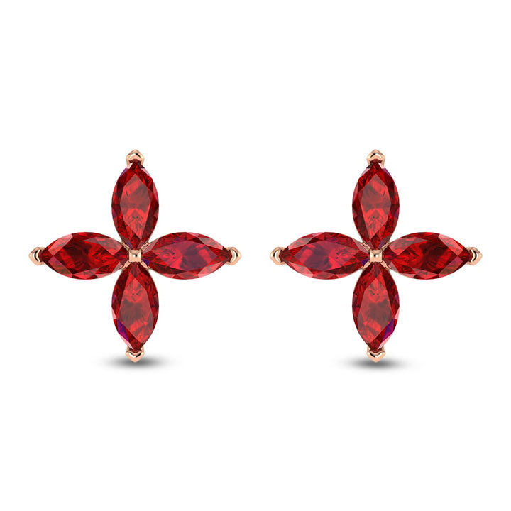 14K Rose Gold Diamond 1 3/8 Ct.Tw. & Ruby Fashion Earrings