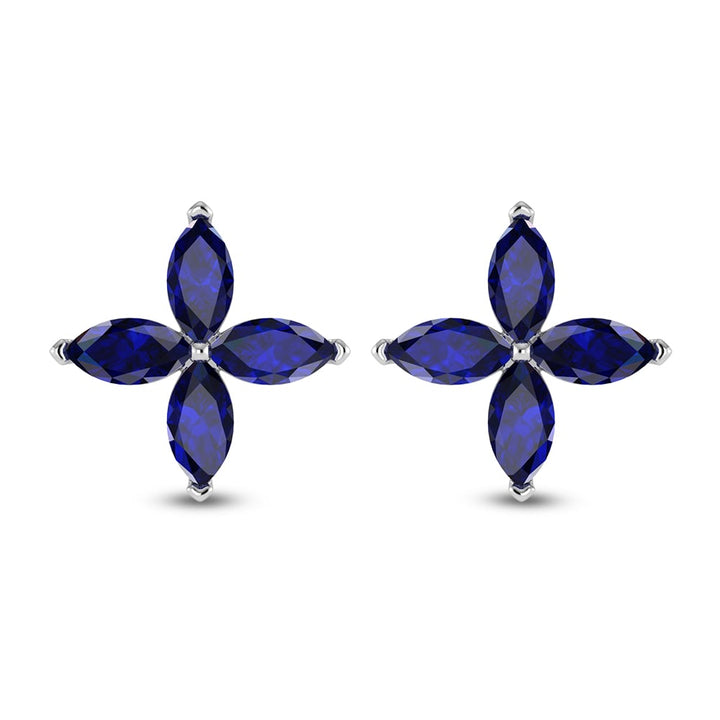 14K White Gold Diamond 1 3/8 Ct.Tw. & Blue Sapphire Fashion Earrings