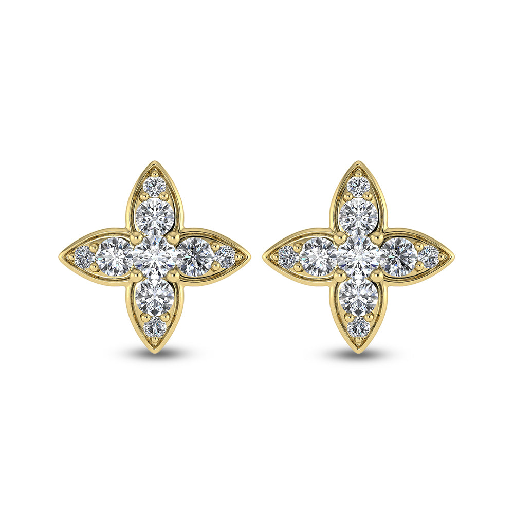 14K Yellow Gold Diamond 3/4 Ct.Tw. Fashion Earrings