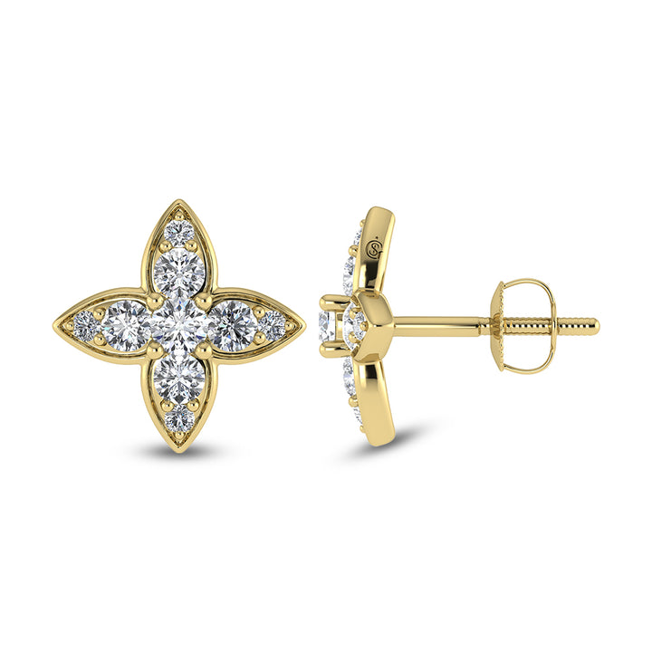 14K Yellow Gold Diamond 3/4 Ct.Tw. Fashion Earrings