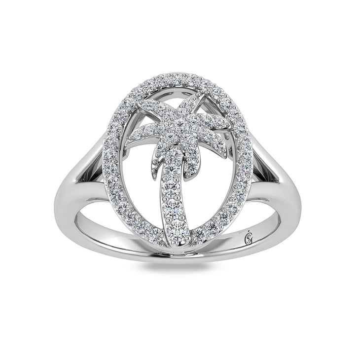 14K White Gold Diamond 1/3 Ct.Tw. Palm Tree Ring