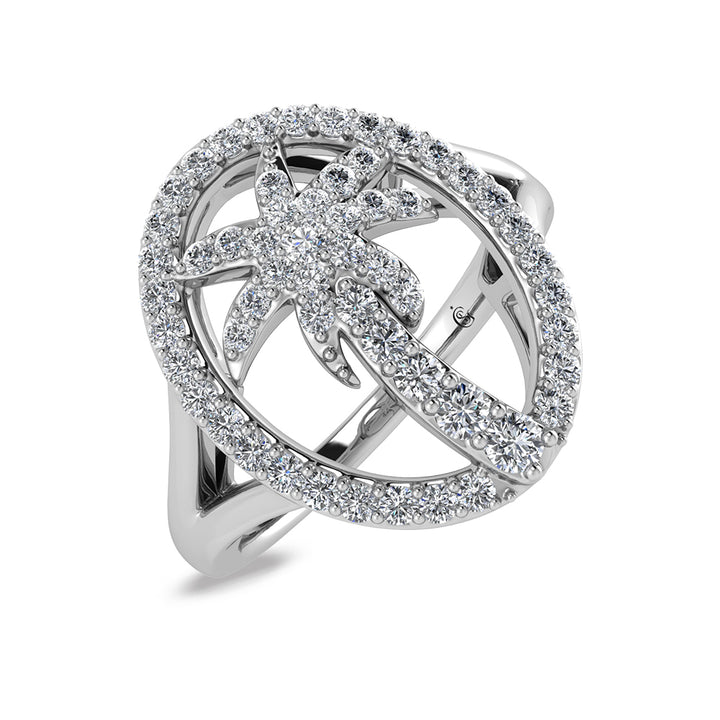 14K White Gold Diamond 1/3 Ct.Tw. Palm Tree Ring
