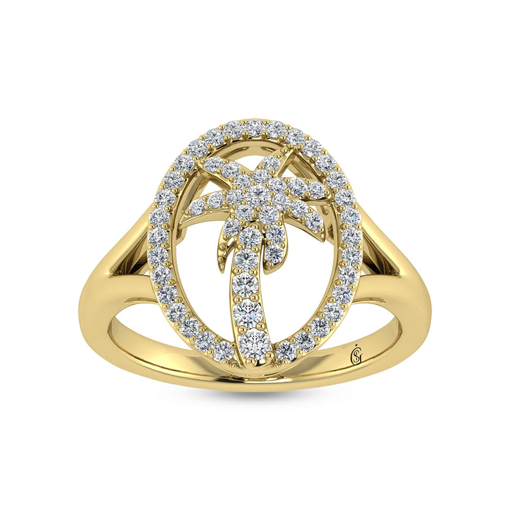 14K White Gold Diamond 1/3 Ct.Tw. Palm Tree Ring