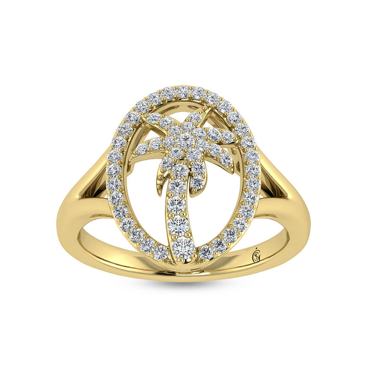 14K White Gold Diamond 1/3 Ct.Tw. Palm Tree Ring