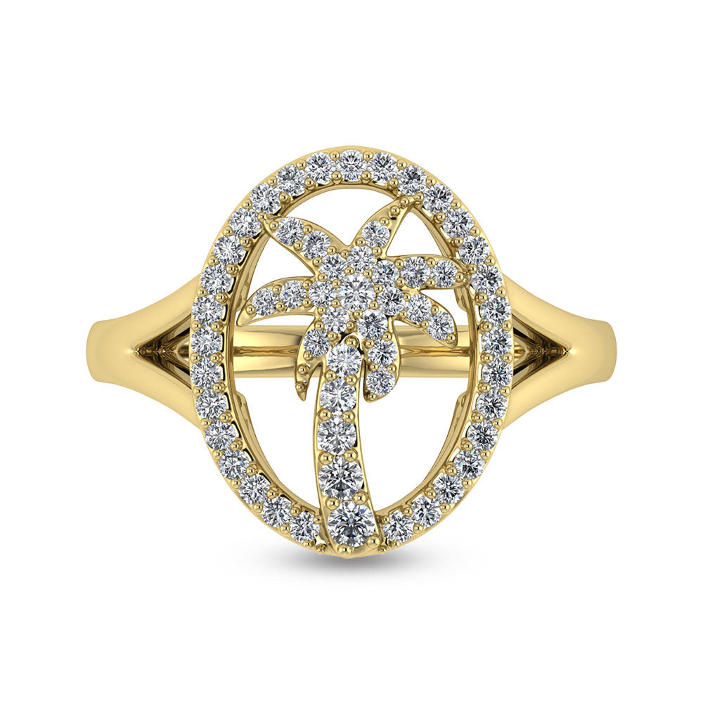 14K White Gold Diamond 1/3 Ct.Tw. Palm Tree Ring