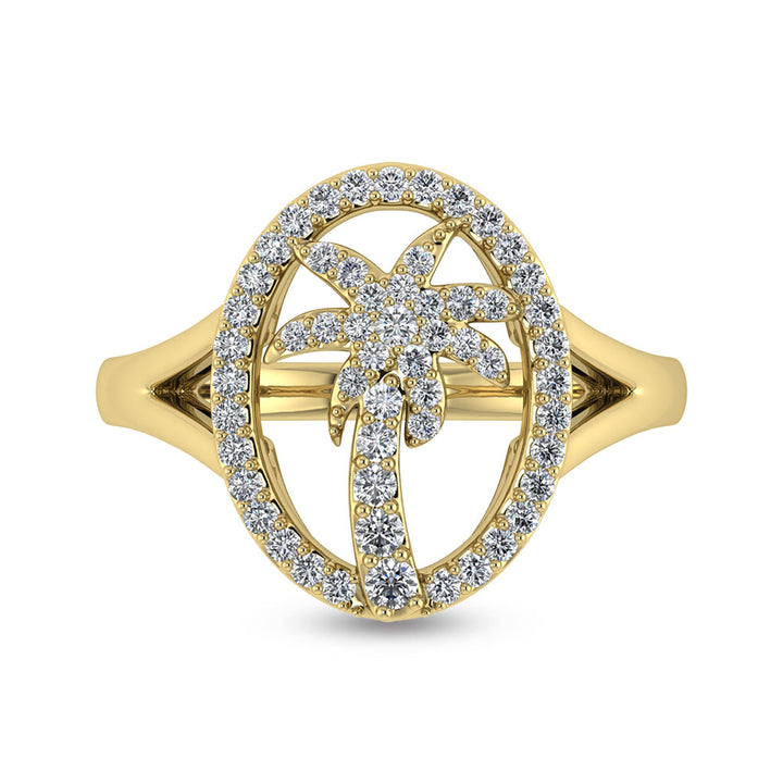 14K White Gold Diamond 1/3 Ct.Tw. Palm Tree Ring