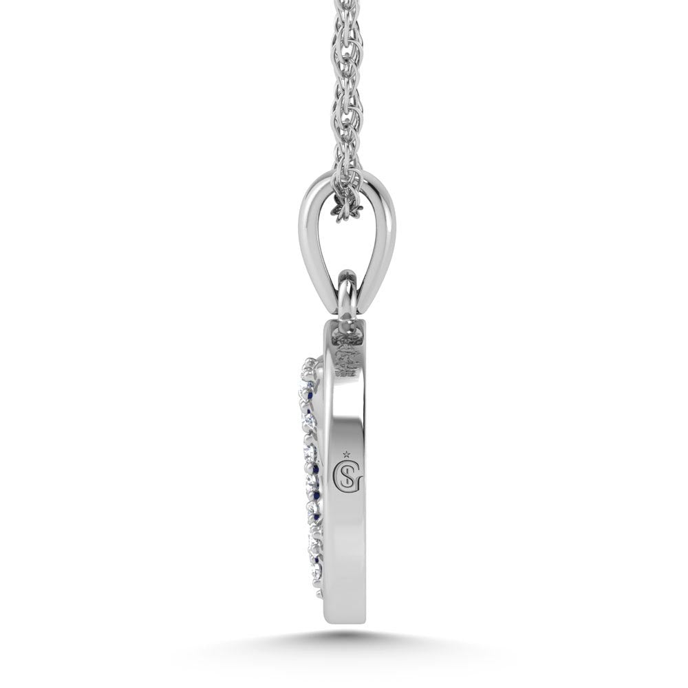 14K White Gold Diamond 7/8 Ct.Tw. Mother of Pearl Dolphin Pendant