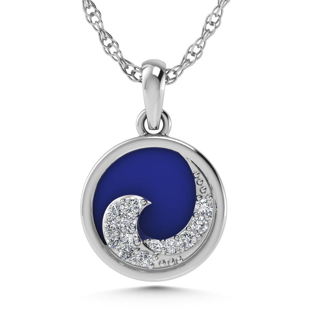 14K White Gold Diamond 7/8 Ct.Tw. Mother of Pearl Sea of life Pendant