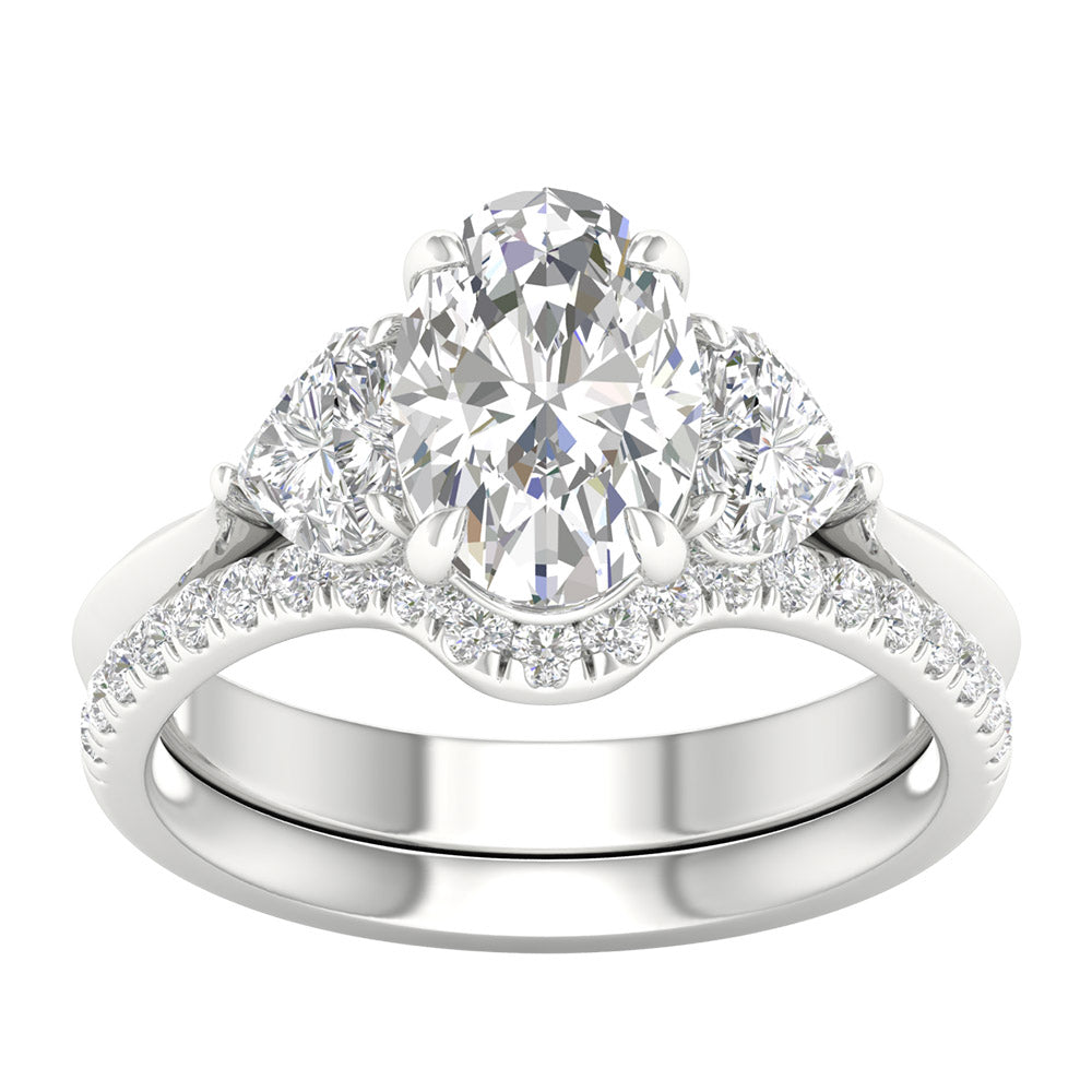14K White Gold 3.25CT Lab Grown Diamond Bridal Ring Set
