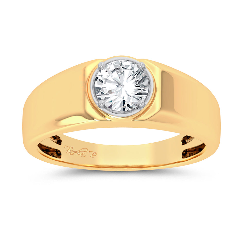 14K Yellow Gold 1CT Lab Diamond Mens Luxury Band