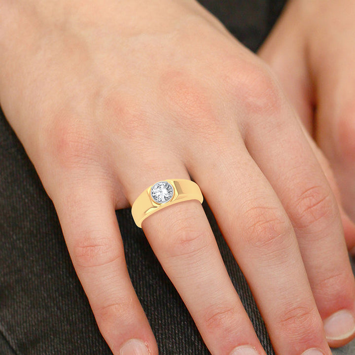 14K Yellow Gold 1CT Lab Diamond Mens Luxury Band
