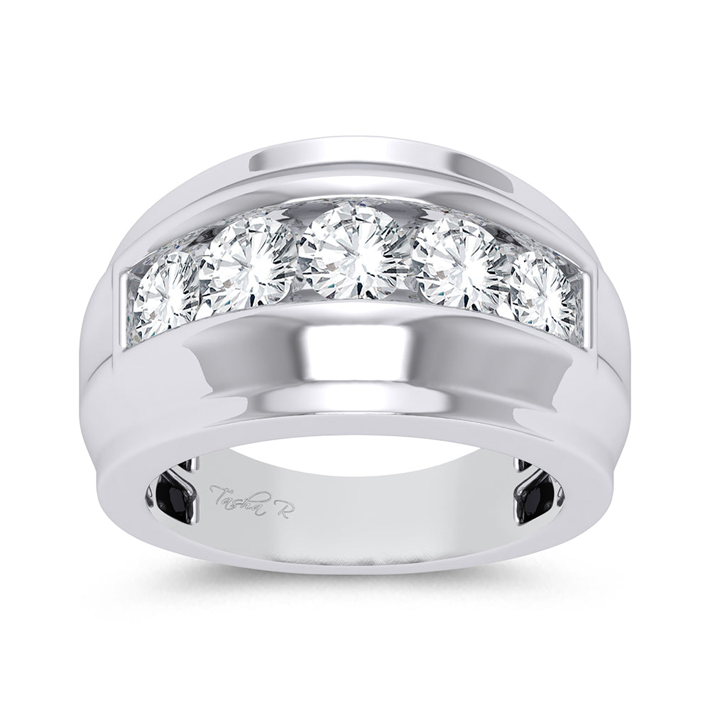 Sophisticated 14K White Gold 2CT Lab Diamond Mens Wedding Band