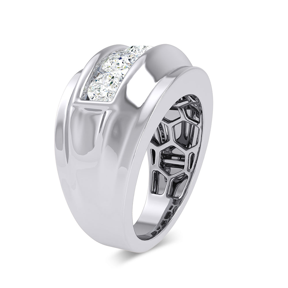 Sophisticated 14K White Gold 2CT Lab Diamond Mens Wedding Band