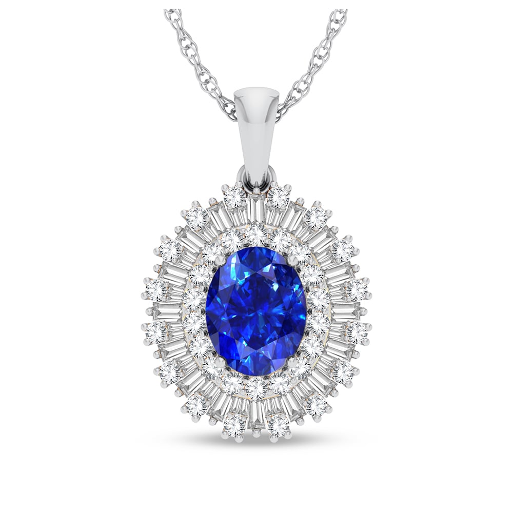 14K 0.68CT DIAMOND SAPPHIRE PENDANT