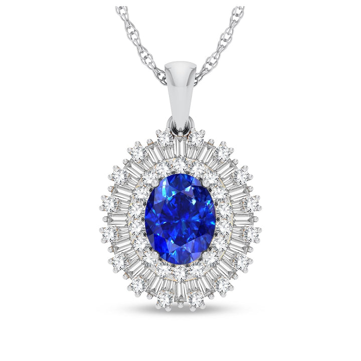 14K 0.68CT DIAMOND SAPPHIRE PENDANT