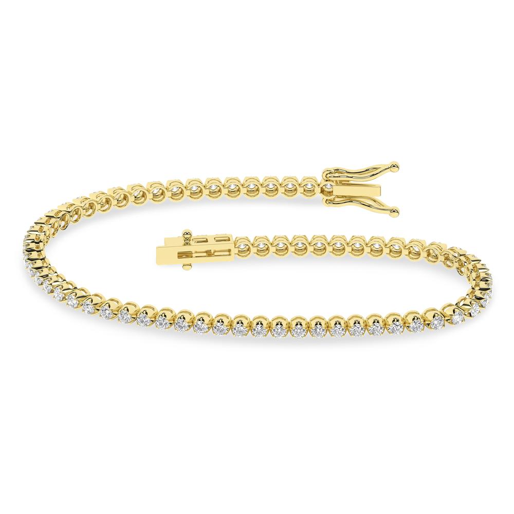 14K Yellow Gold 3ct Lab Grown Diamond Tennis Bracelet