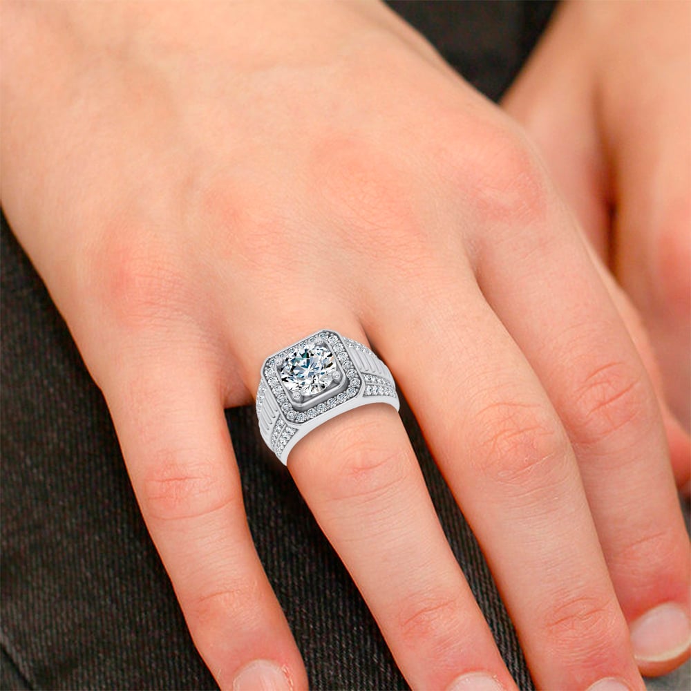 14K 4.12CT Lab Diamond Mens Ring