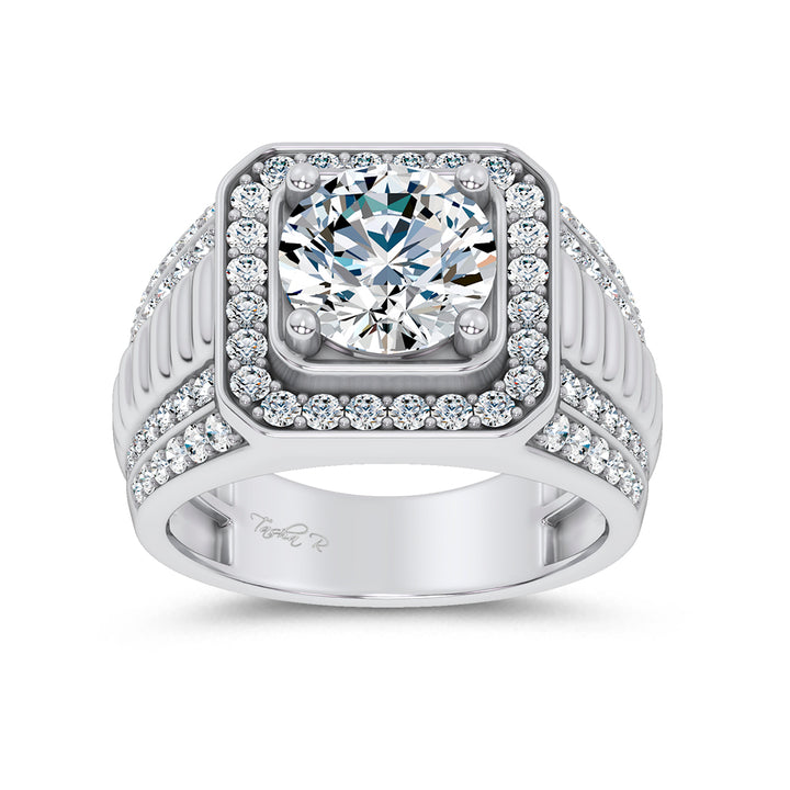 14K 4.12CT Lab Diamond Mens Ring