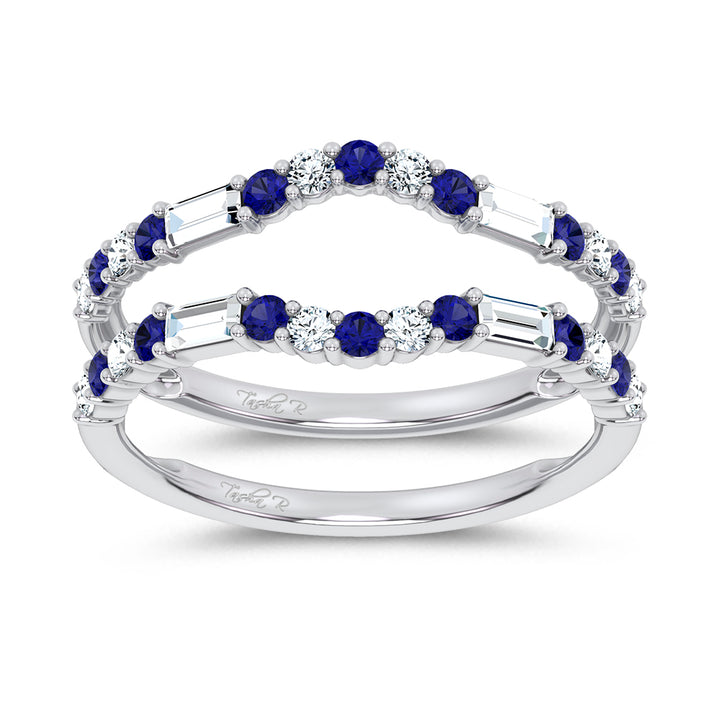 14K 0.37CT Natural SAPPHIRE RING GUARD with 0.25CT Lab Grown Diamonds