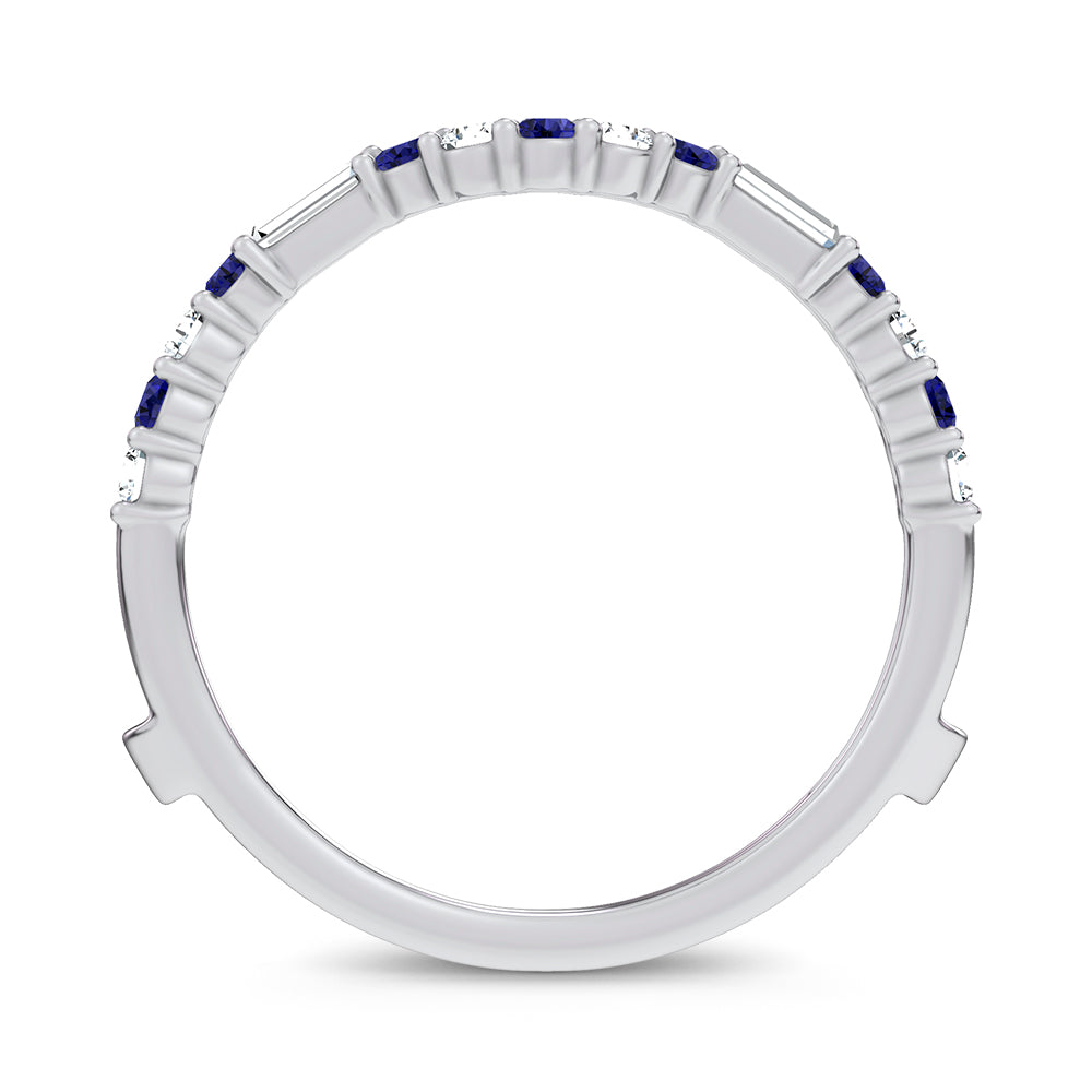 14K 0.37CT Natural SAPPHIRE RING GUARD with 0.25CT Lab Grown Diamonds