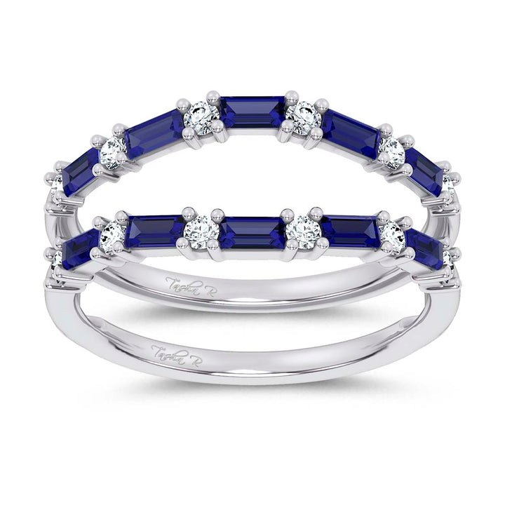 14K 0.58CT Natural SAPPHIRE RING GUARD with 0.25CT Lab Grown Diamonds