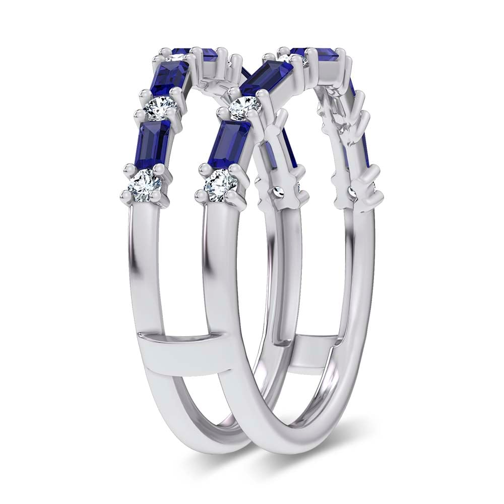 14K 0.58CT Natural SAPPHIRE RING GUARD with 0.25CT Lab Grown Diamonds
