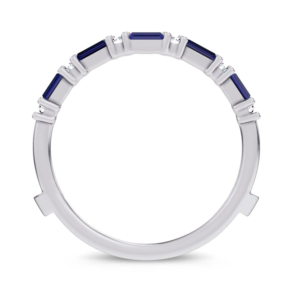14K 0.58CT Natural SAPPHIRE RING GUARD with 0.25CT Lab Grown Diamonds