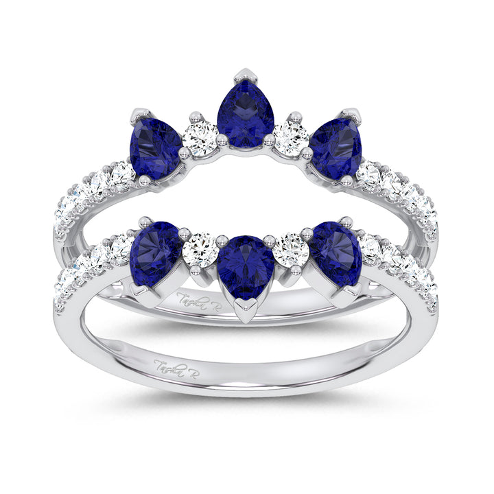 14K 1.14CT Natural SAPPHIRE RING GUARD with 0.55CT Lab Grown Diamonds