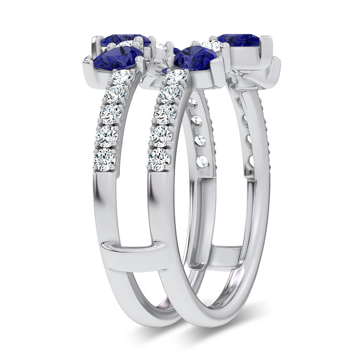 14K 1.14CT Natural SAPPHIRE RING GUARD with 0.55CT Lab Grown Diamonds