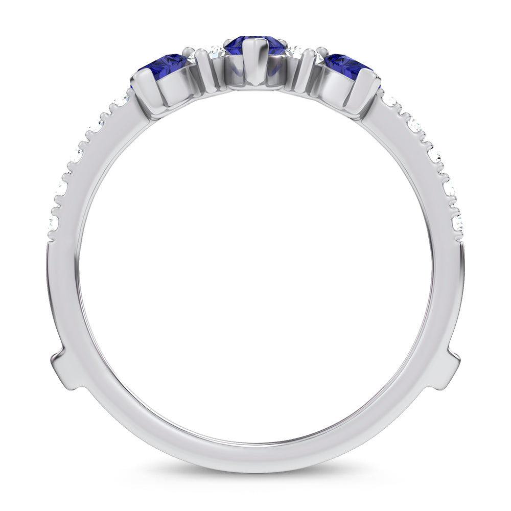 14K 1.14CT Natural SAPPHIRE RING GUARD with 0.55CT Lab Grown Diamonds