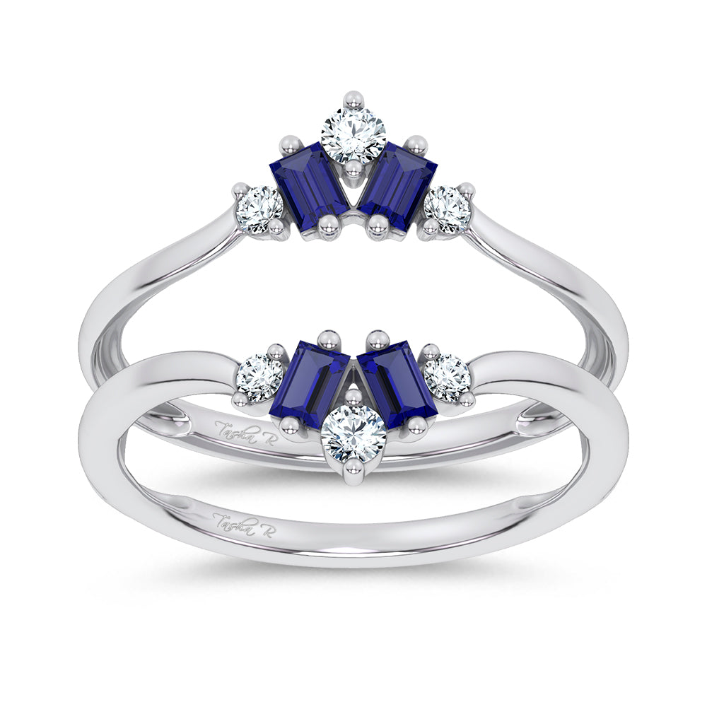 14K 0.44CT Natural SAPPHIRE RING GUARD with 0.20CT Lab Grown Diamonds