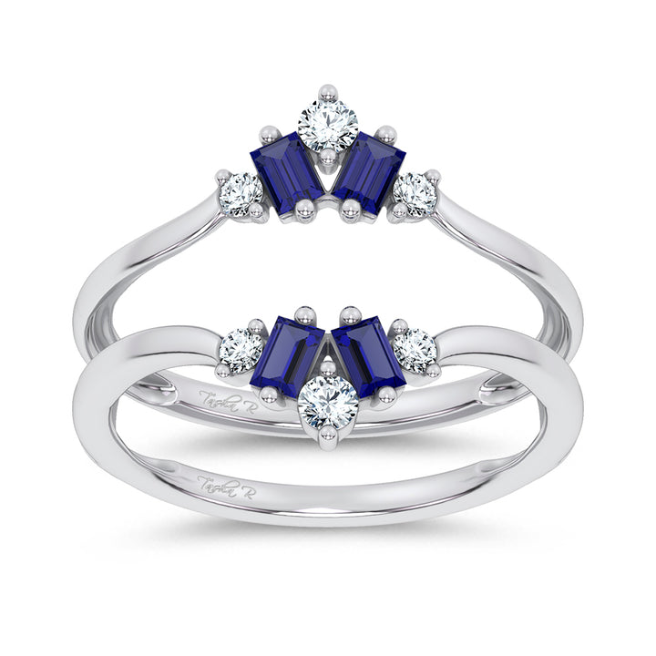 14K 0.44CT Natural SAPPHIRE RING GUARD with 0.20CT Lab Grown Diamonds