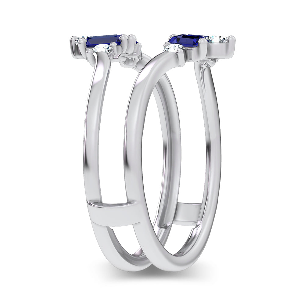 14K 0.44CT Natural SAPPHIRE RING GUARD with 0.20CT Lab Grown Diamonds
