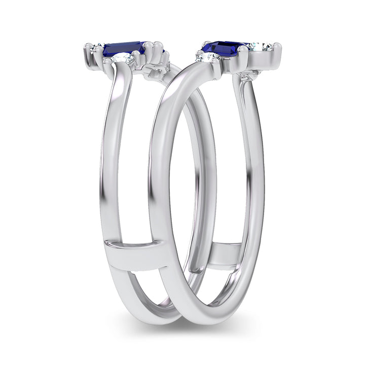 14K 0.44CT Natural SAPPHIRE RING GUARD with 0.20CT Lab Grown Diamonds