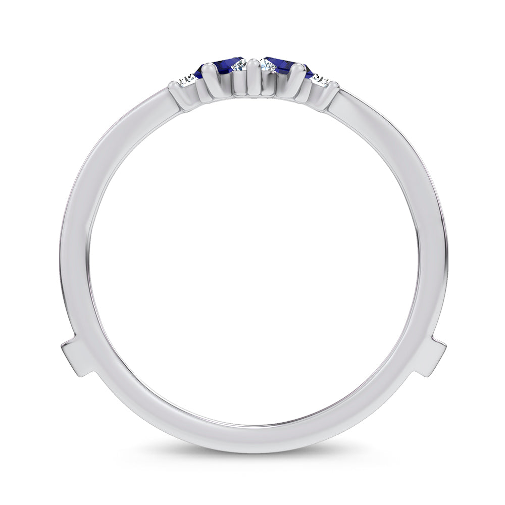 14K 0.44CT Natural SAPPHIRE RING GUARD with 0.20CT Lab Grown Diamonds