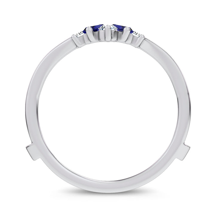 14K 0.44CT Natural SAPPHIRE RING GUARD with 0.20CT Lab Grown Diamonds