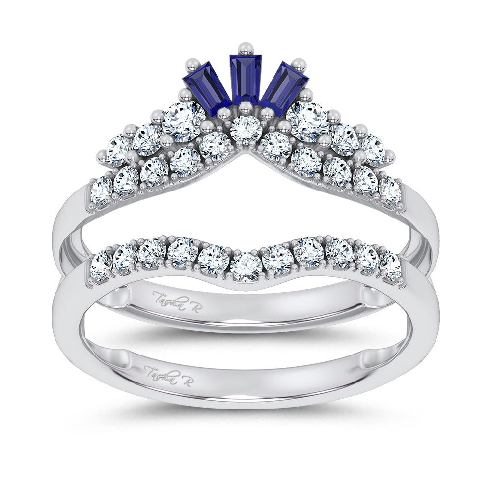 14K 0.12CT Natural SAPPHIRE RING GUARD with 0.59CT Lab Grown Diamonds