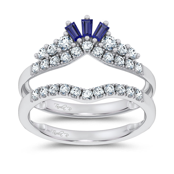 14K 0.12CT Natural SAPPHIRE RING GUARD with 0.59CT Lab Grown Diamonds