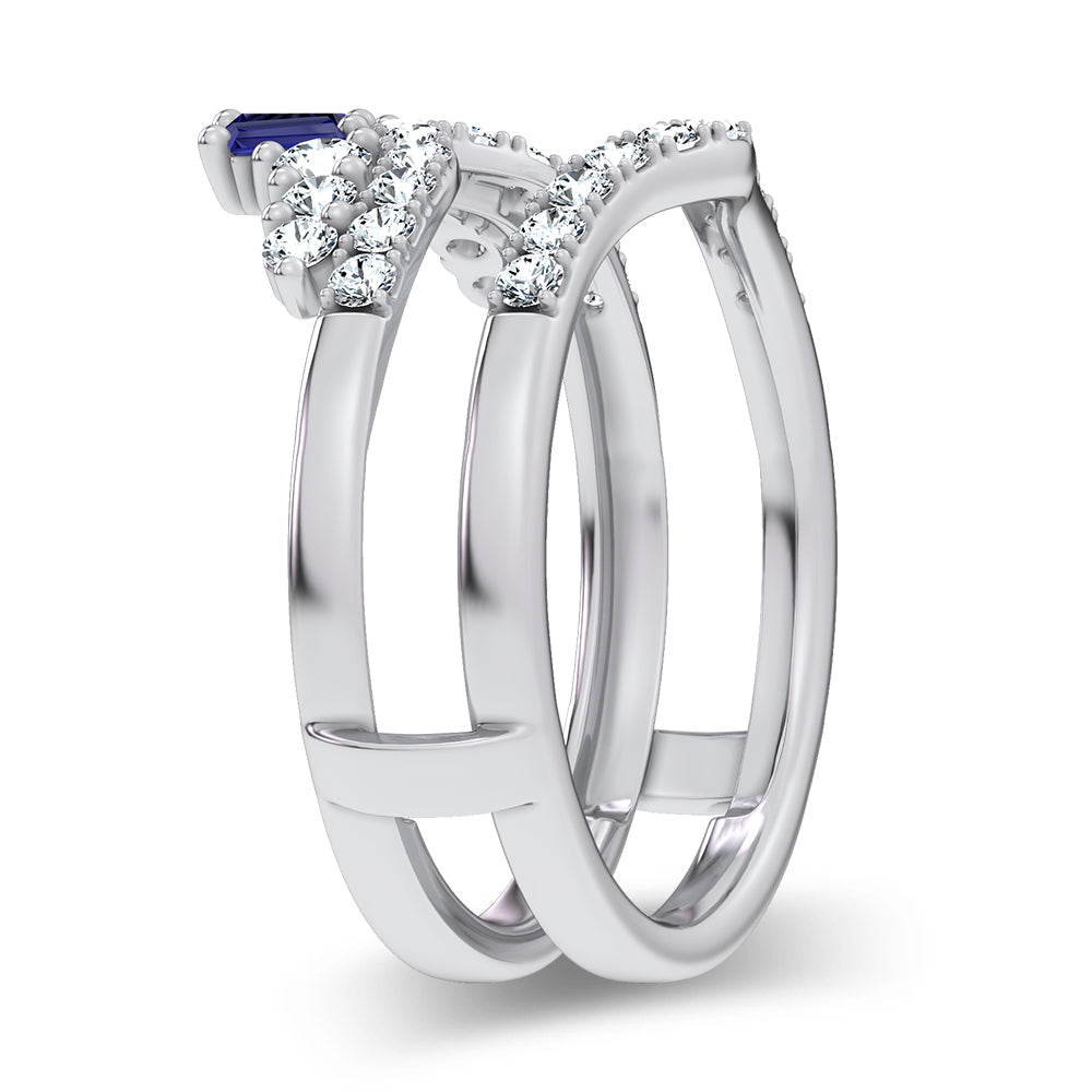 14K 0.12CT Natural SAPPHIRE RING GUARD with 0.59CT Lab Grown Diamonds