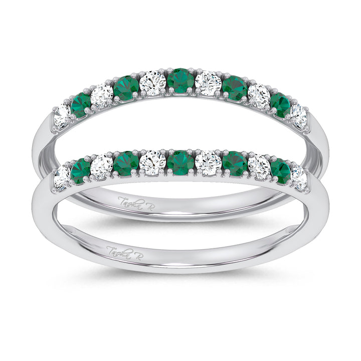 14K 0.58CT Natural Emerald RING GUARD with 0.25CT Lab Grown Diamonds
