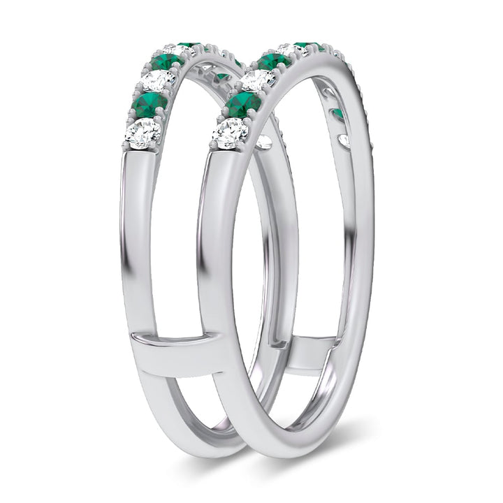 14K 0.58CT Natural Emerald RING GUARD with 0.25CT Lab Grown Diamonds