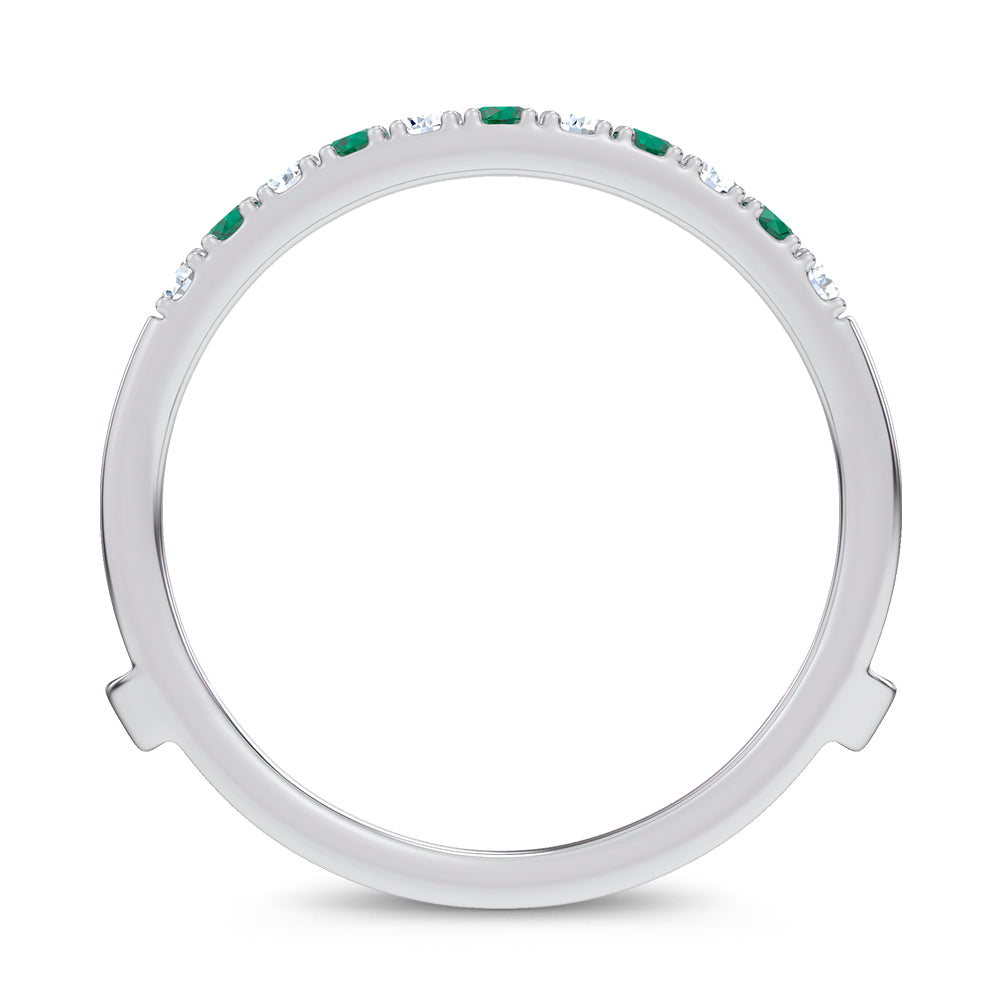 14K 0.58CT Natural Emerald RING GUARD with 0.25CT Lab Grown Diamonds