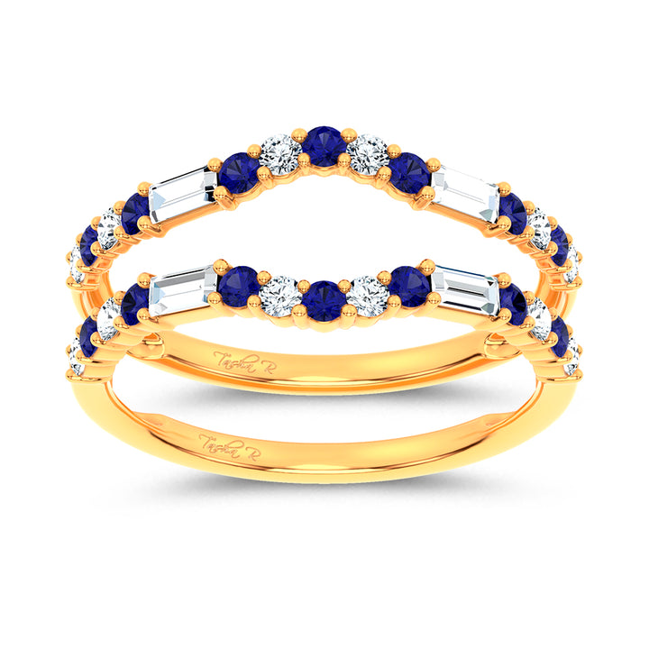 14K 0.37CT Natural SAPPHIRE RING GUARD with 0.25CT Lab Grown Diamonds
