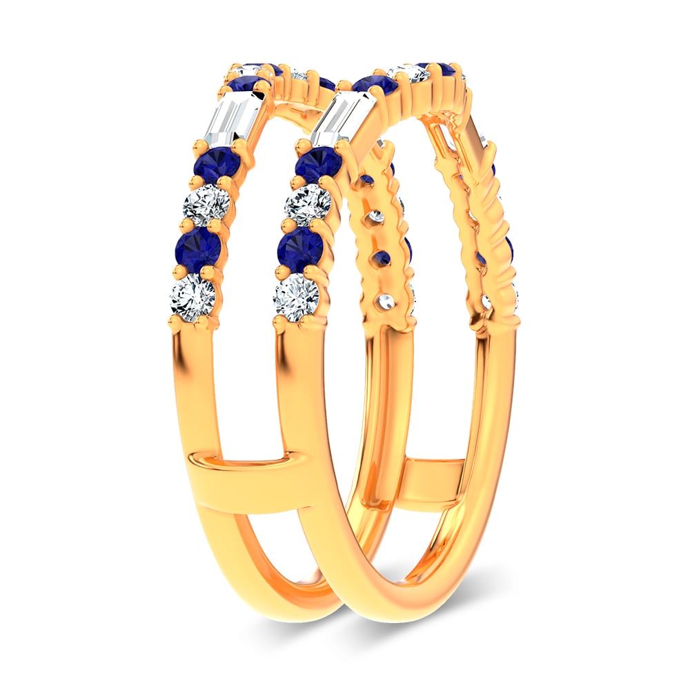 14K 0.37CT Natural SAPPHIRE RING GUARD with 0.25CT Lab Grown Diamonds