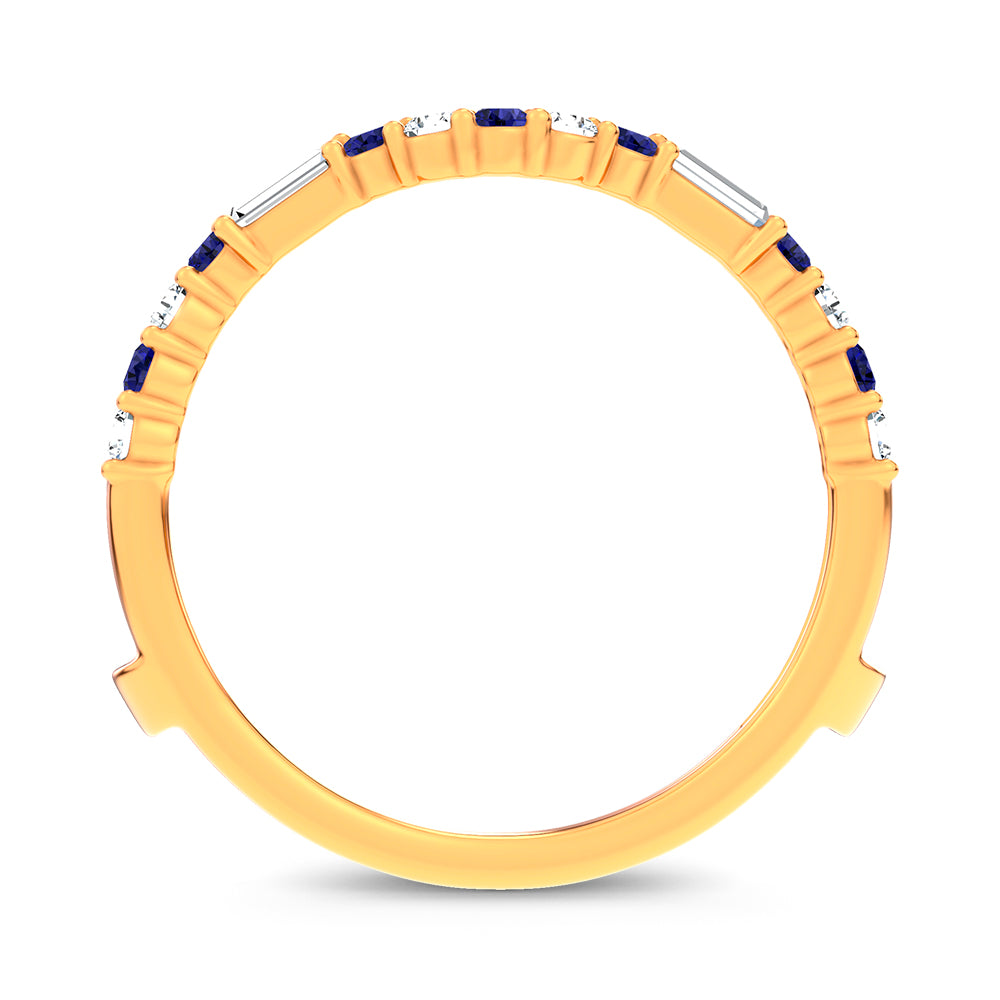 14K 0.37CT Natural SAPPHIRE RING GUARD with 0.25CT Lab Grown Diamonds