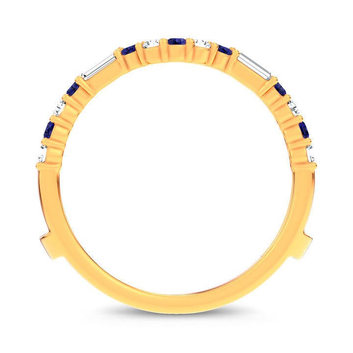 14K 0.37CT Natural SAPPHIRE RING GUARD with 0.25CT Lab Grown Diamonds