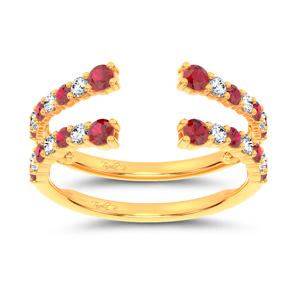 14K 0.54CT Natural Ruby GUARD with 0.25CT Lab Grown Diamonds