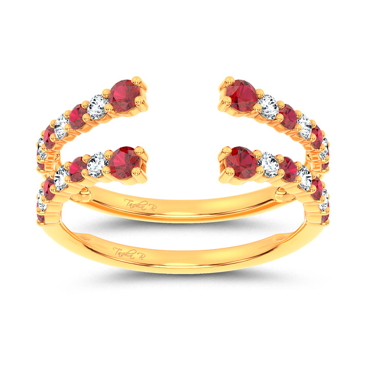 14K 0.54CT Natural Ruby GUARD with 0.25CT Lab Grown Diamonds